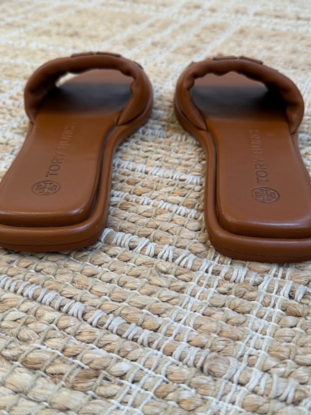 Tory Burch Logo Slide Sandals Brown Leather Size 6 - Picture 3 of 7